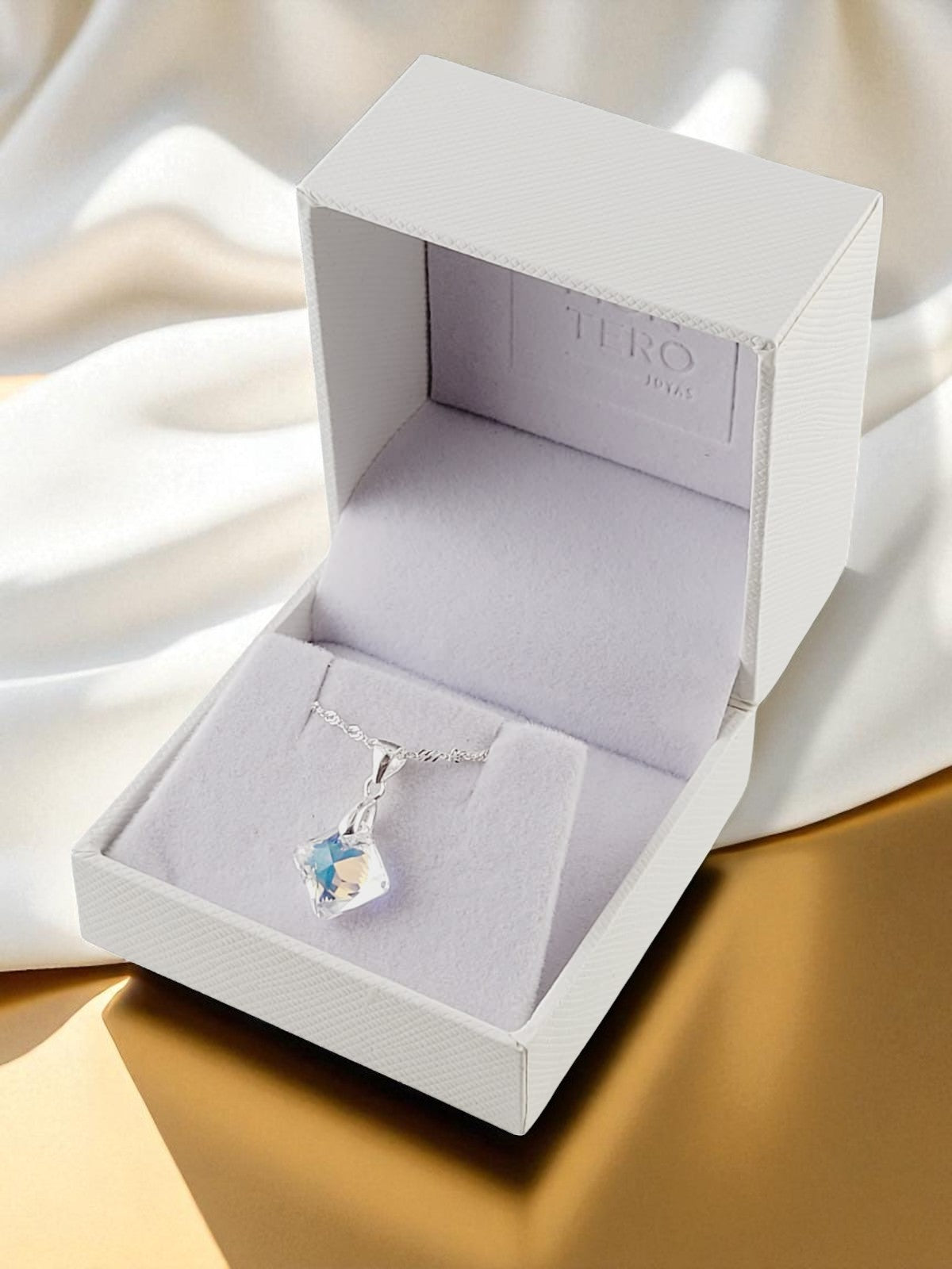 Collar Cristina Plata 925 Cristal Genuino Aurora Boreal