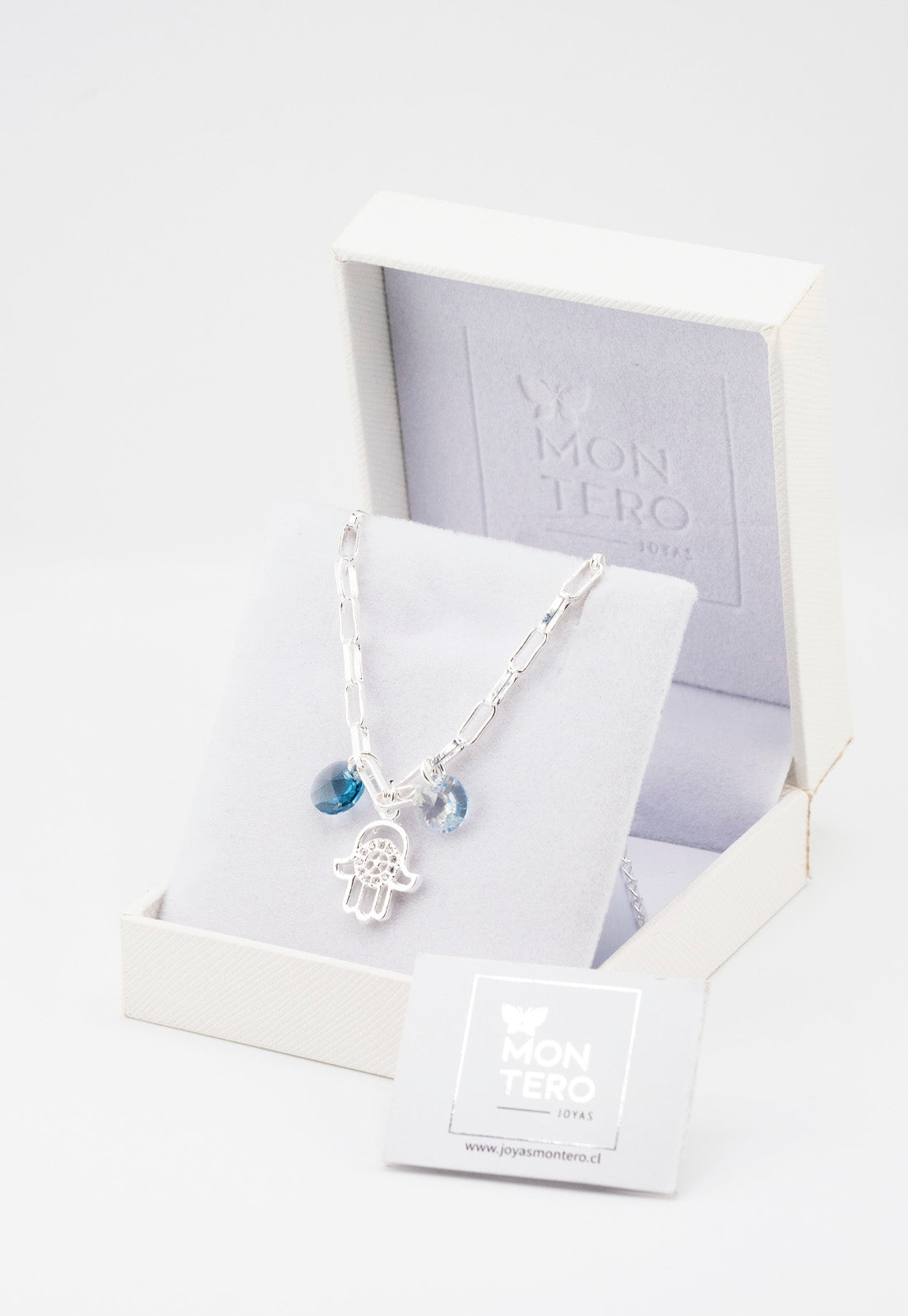 Pulsera Blue Baño de Oro Blanco y Cristales Genuinos Denim Blu