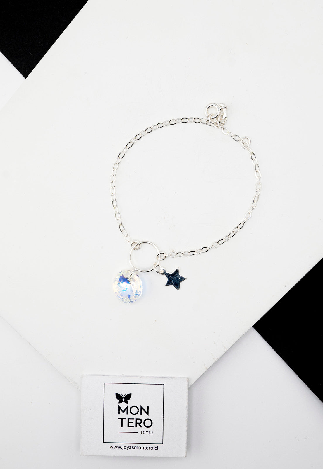 Pulsera Lia Plata Italiana 925 Cristal Genuino Aurora Boreal