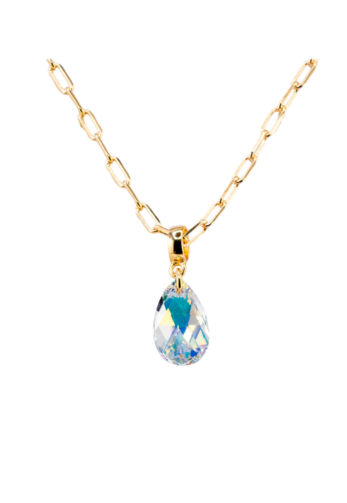 Collar Chiara Palermo Gold 24K Cristal Genuino Aurora Boreal