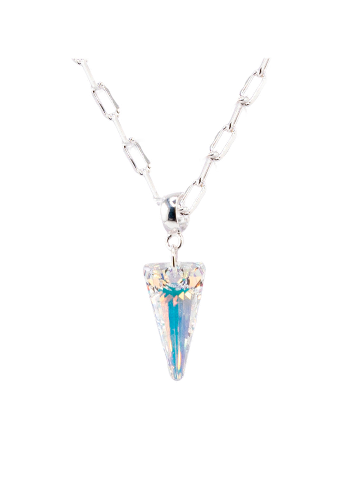 Collar Chiara Roma Baño Oro Blanco Cristal Genuino Aurora Boreal