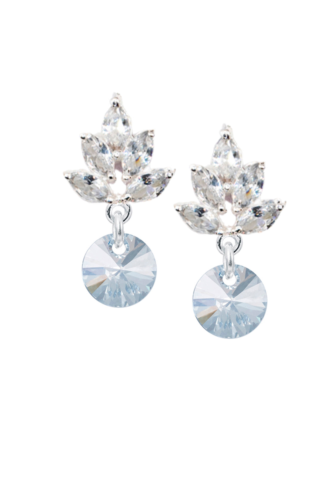 Aros Penelope Baño Oro Blanco Cristal Genuino Blue Shade
