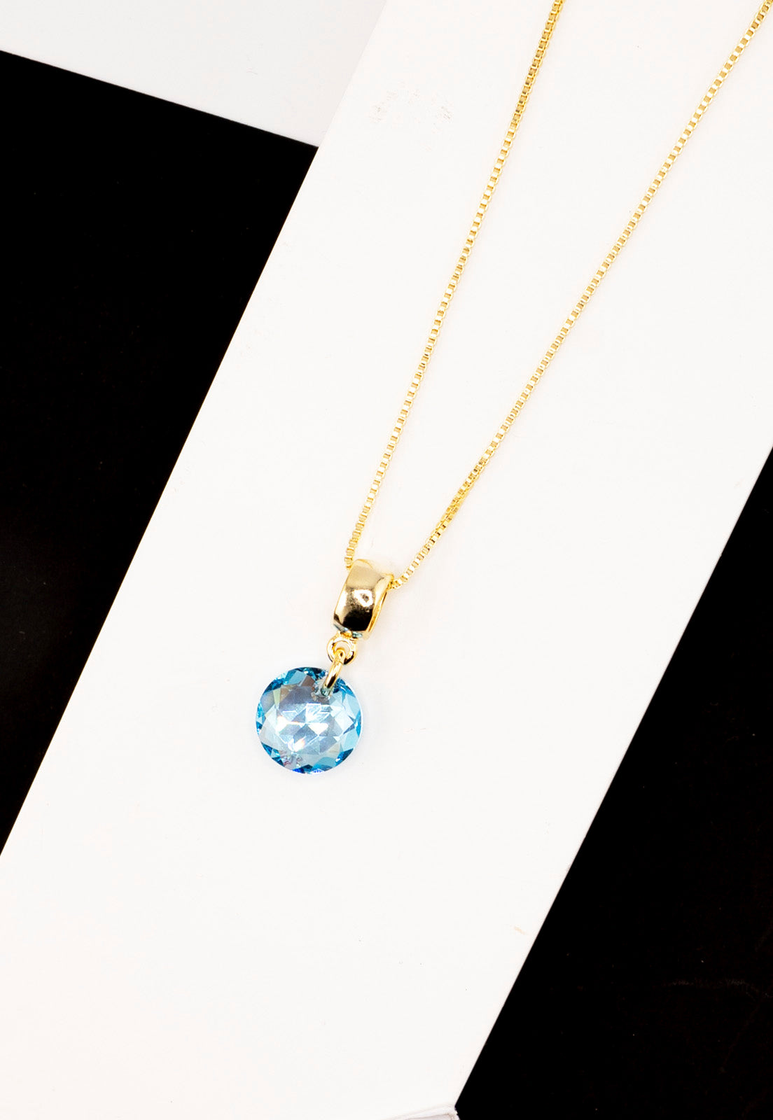 Collar Bali Gold 24k Cristal Genuino Aquamarine