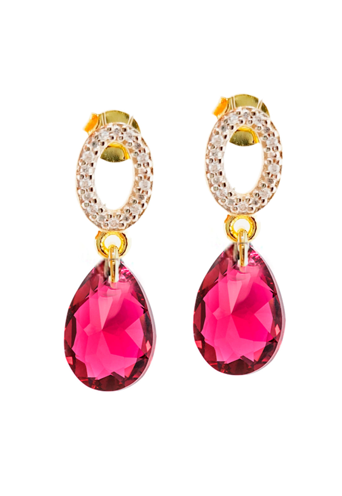 Aros Gota de Luz Gold 24K Cristal Genuino Scarleth