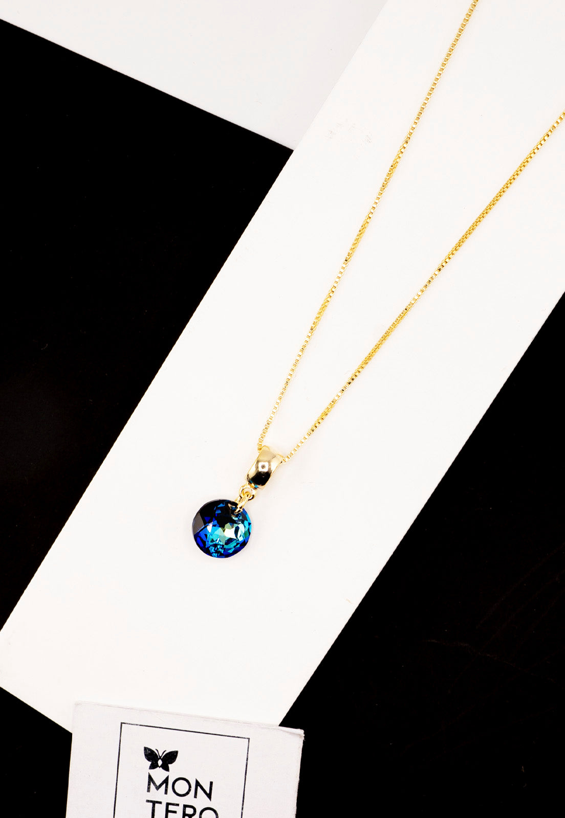 Collar Bali Gold 24K Cristal Genuino Bermuda Blue