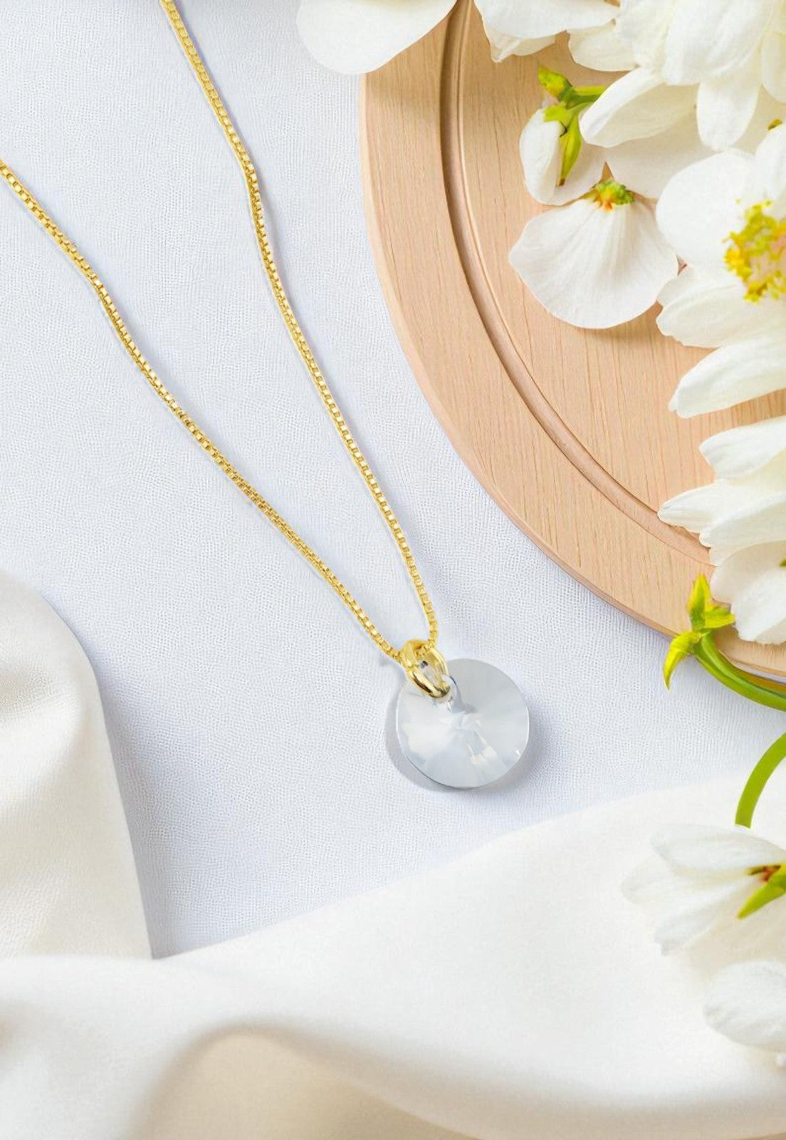 Collar Punto de Luz Gold 24K Cristal Genuino Blue Shade