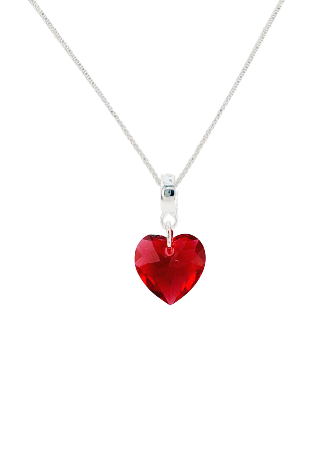 Collar Amor Baño Oro Blanco Cristal Genuino Siam