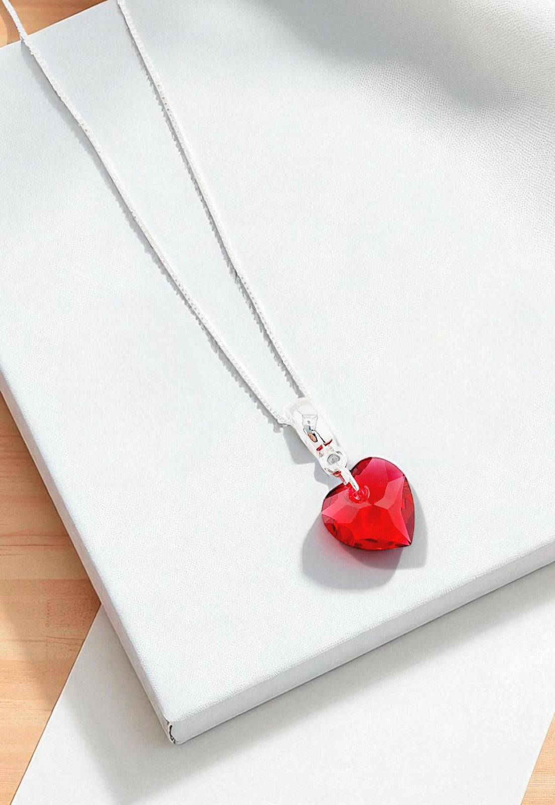 Collar Amor Baño Oro Blanco Cristal Genuino Siam