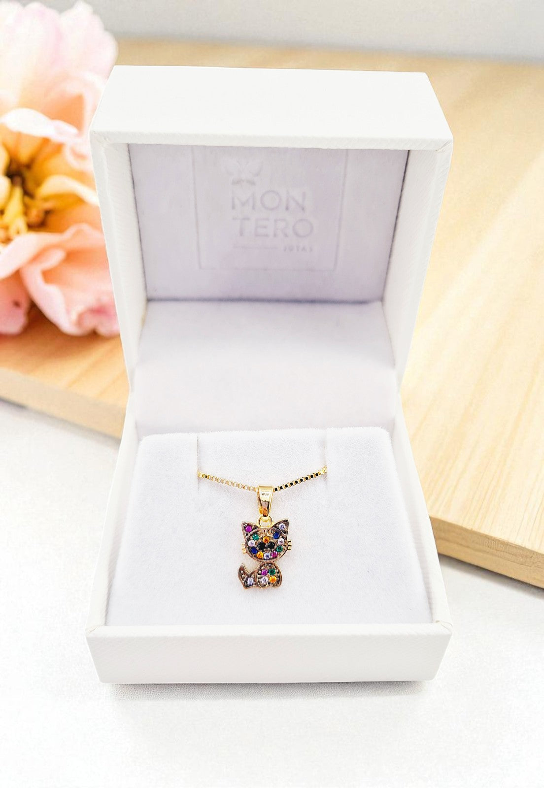 Collar Cat Microcircon Baño de Oro 24k