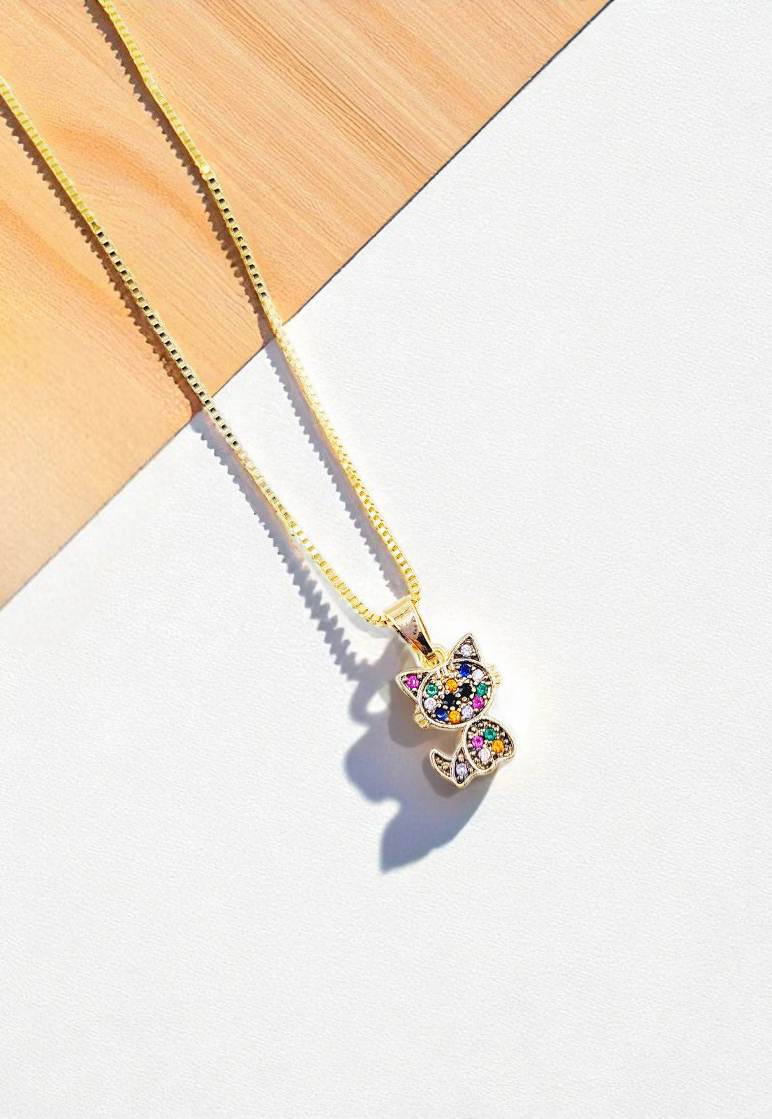 Collar Cat Microcircon Baño de Oro 24k