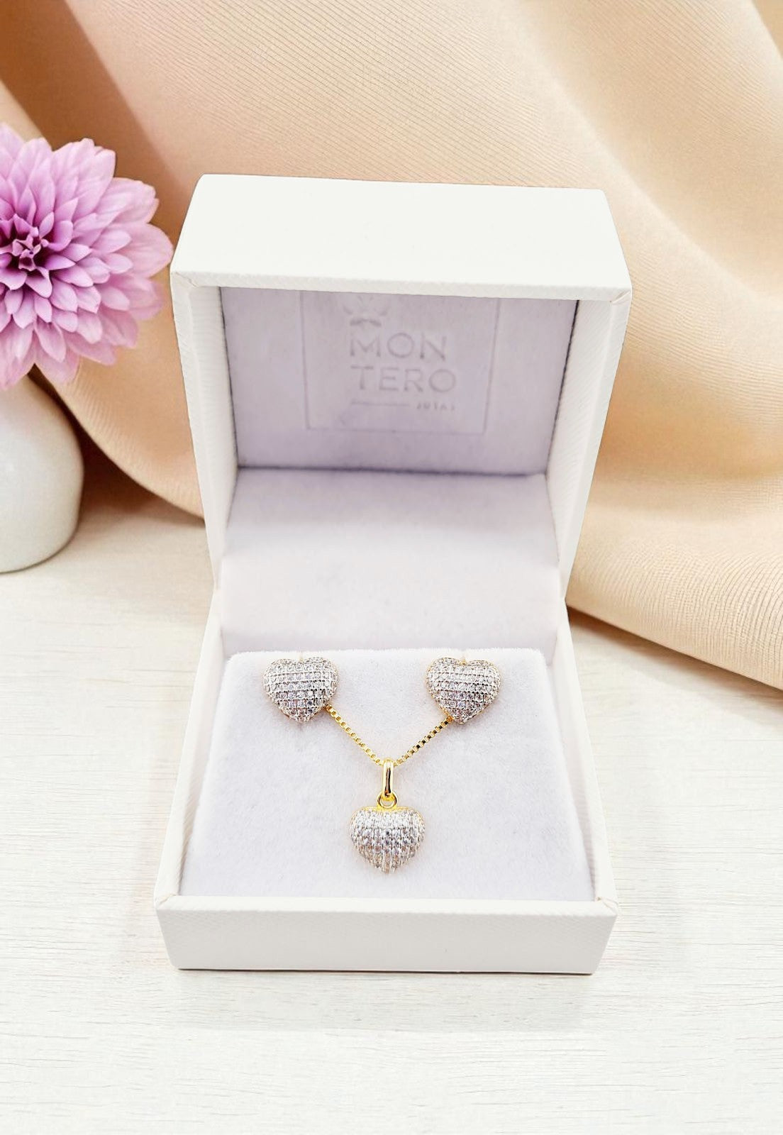 Conjunto Corazon Gold 24K Micro Circones