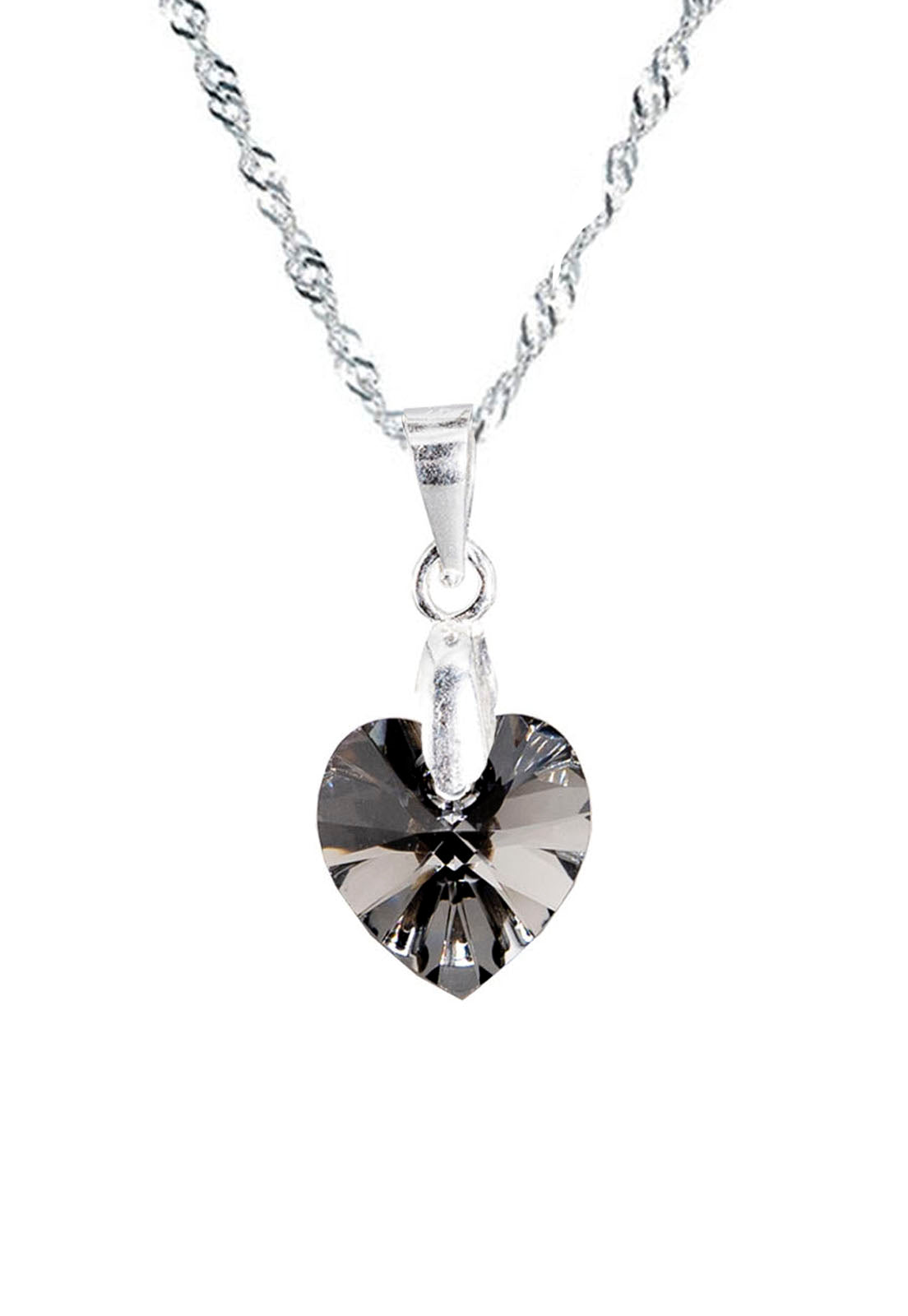 Collar Romance Plata 925 Cristal Genuino Silver Night