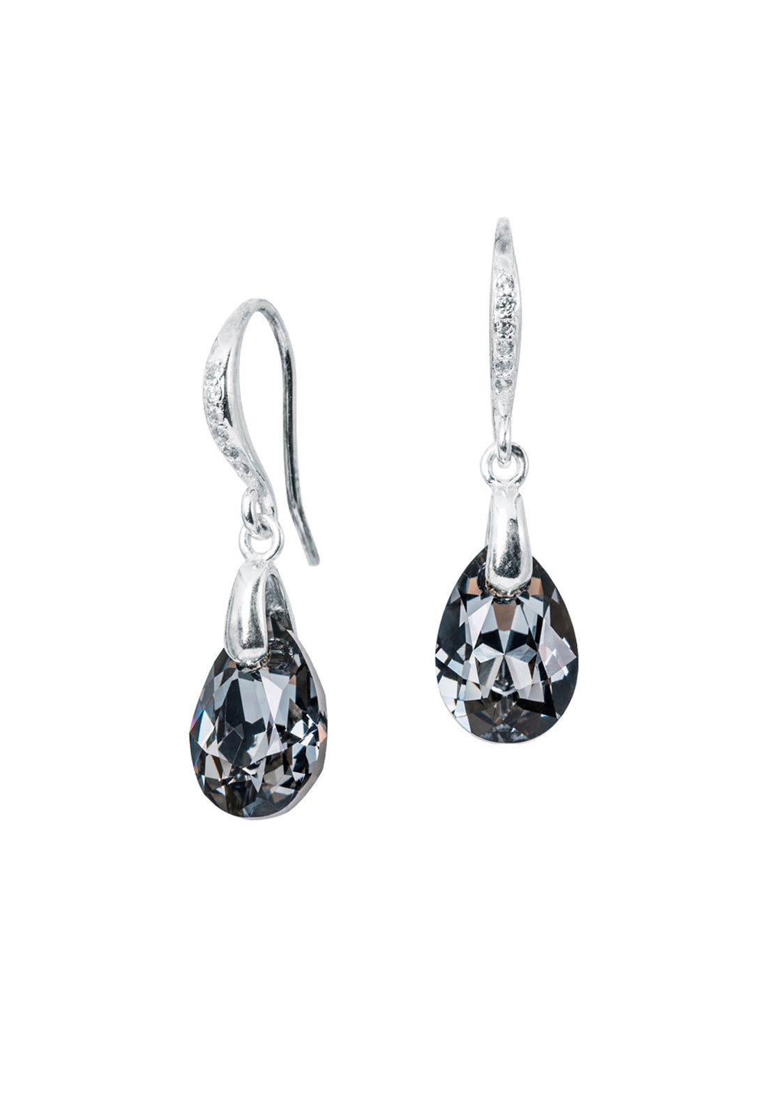 Aros Gota de Luz Plata 925 Cristal Genuino Silver Night