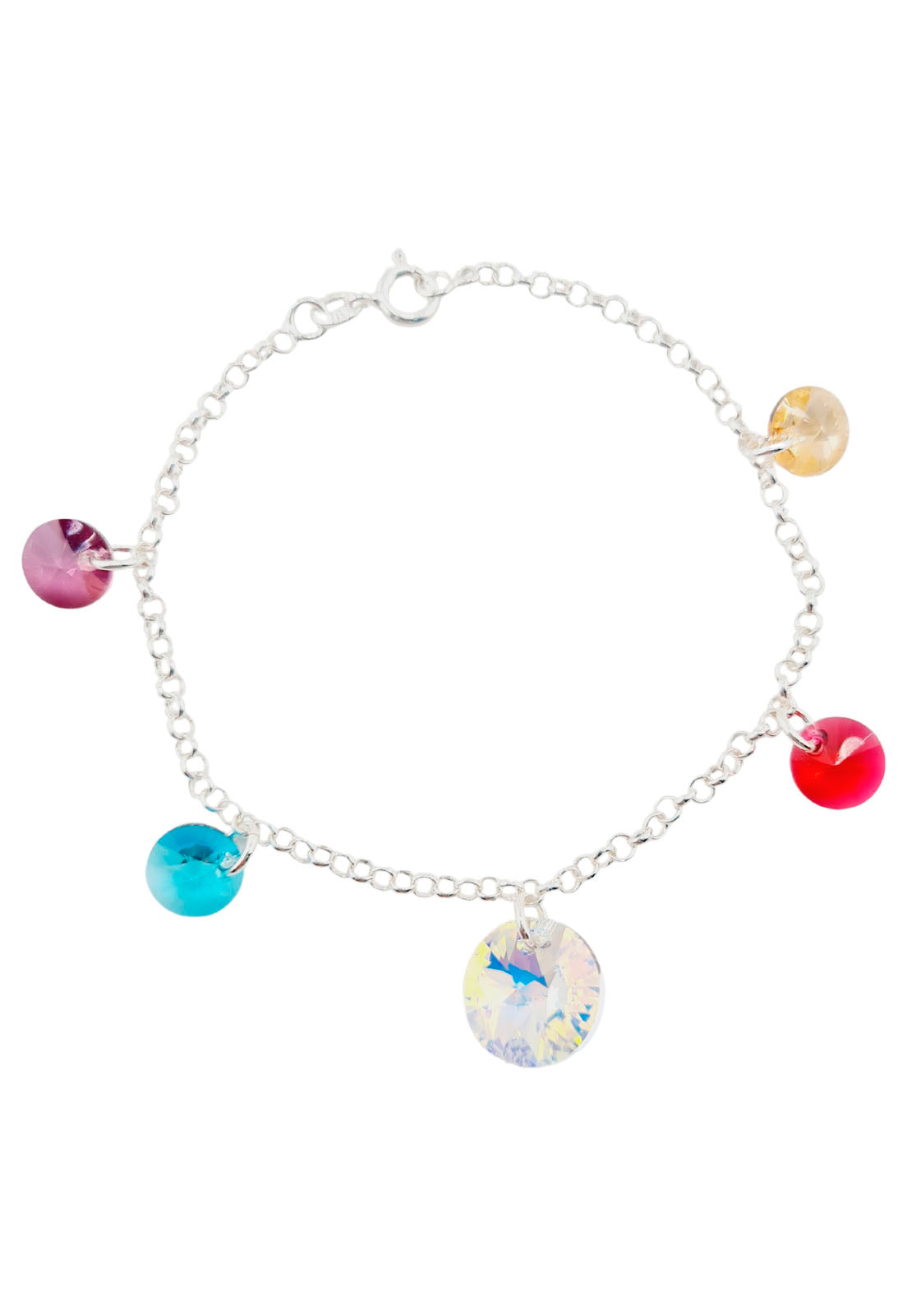 Pulsera Nepal Plata 925 y Cristales GenuinosColores