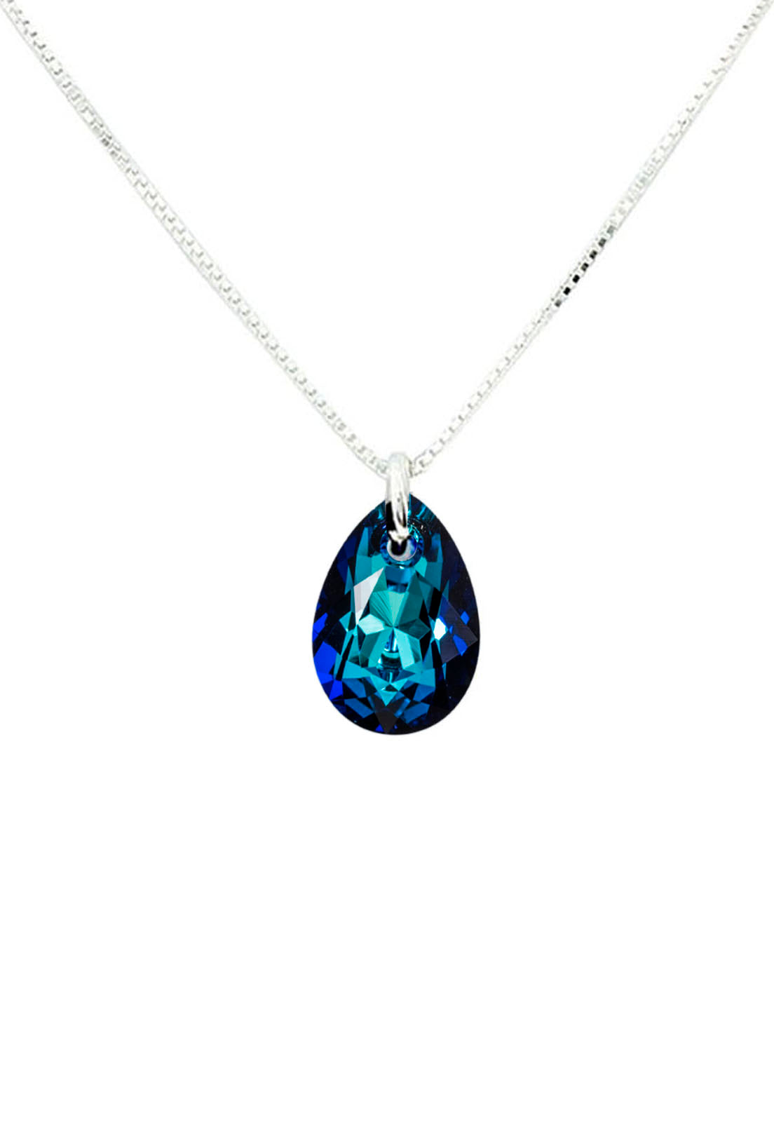 Collar Gota de Luz Plata 925 Cristal Genuino Bermuda Blue