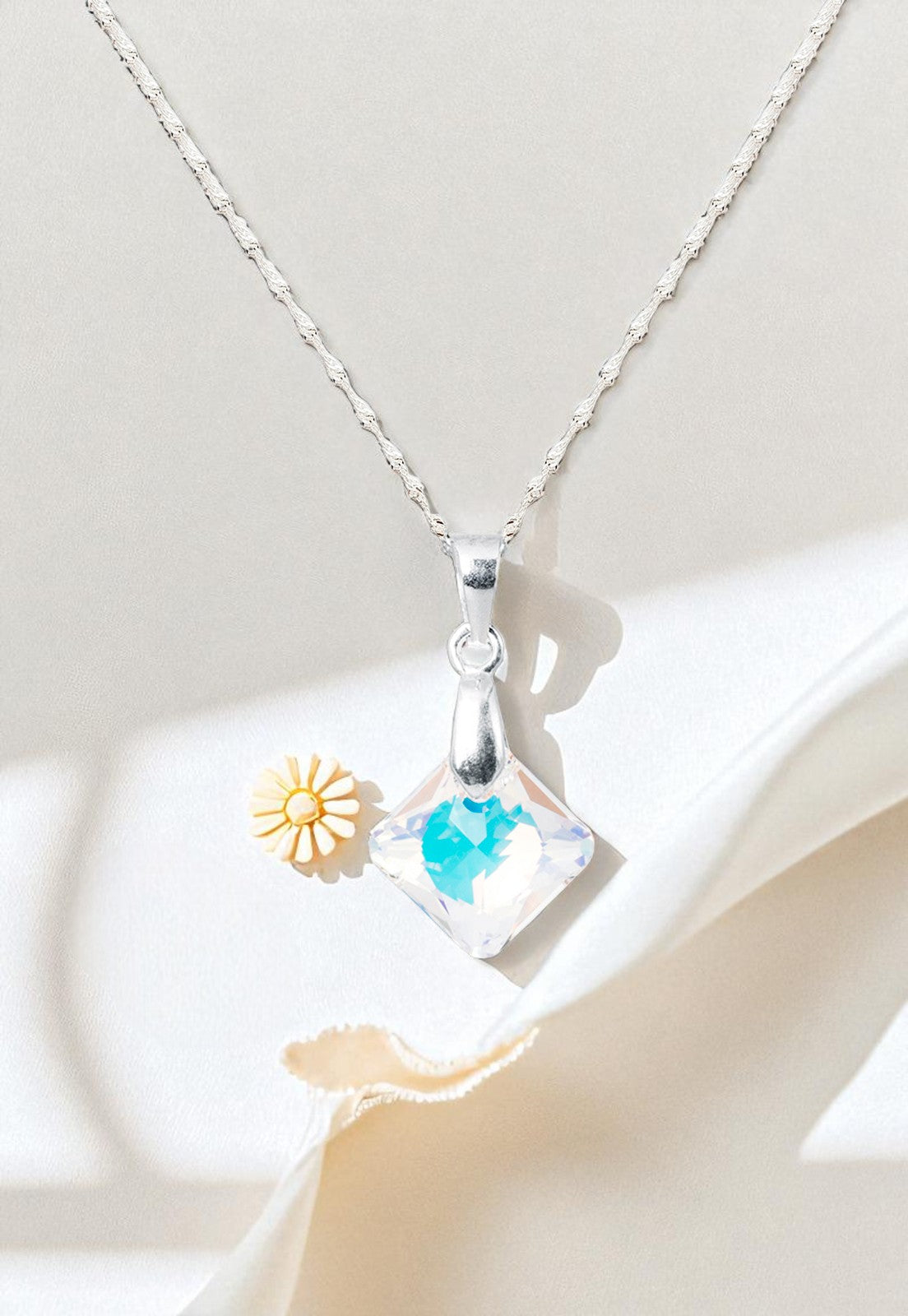 Collar Cristina Plata 925 Cristal Genuino Aurora Boreal