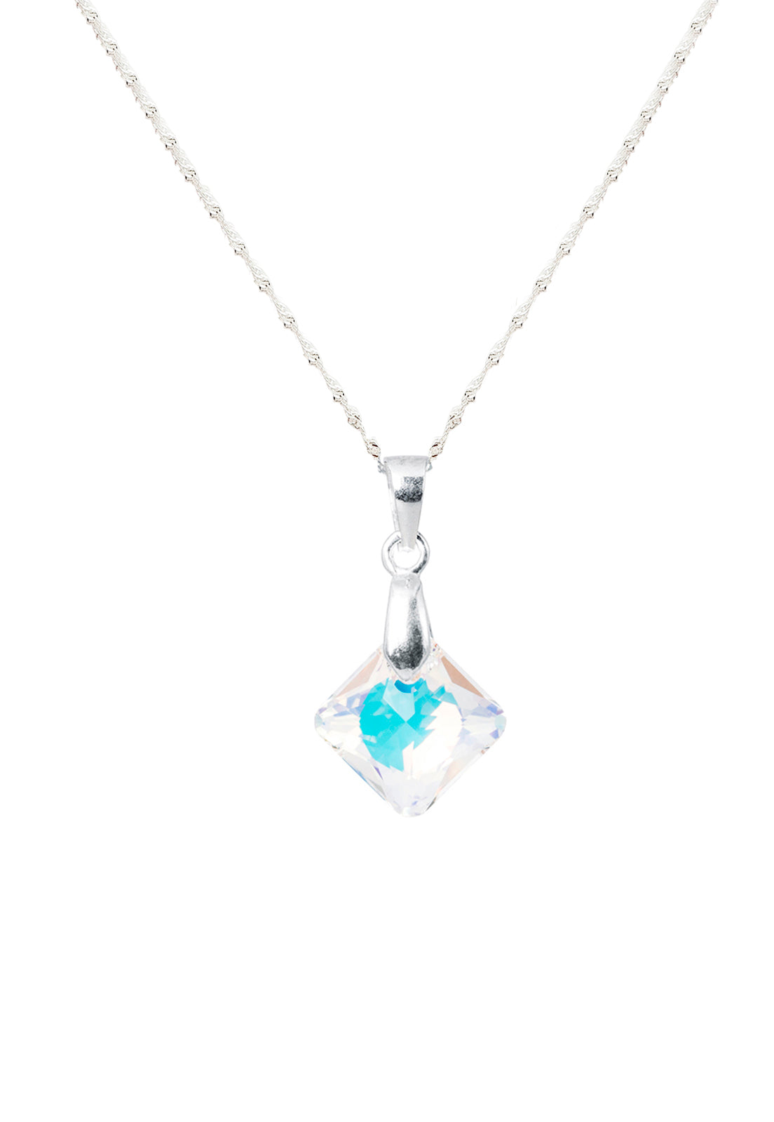 Collar Cristina Plata 925 Cristal Genuino Aurora Boreal