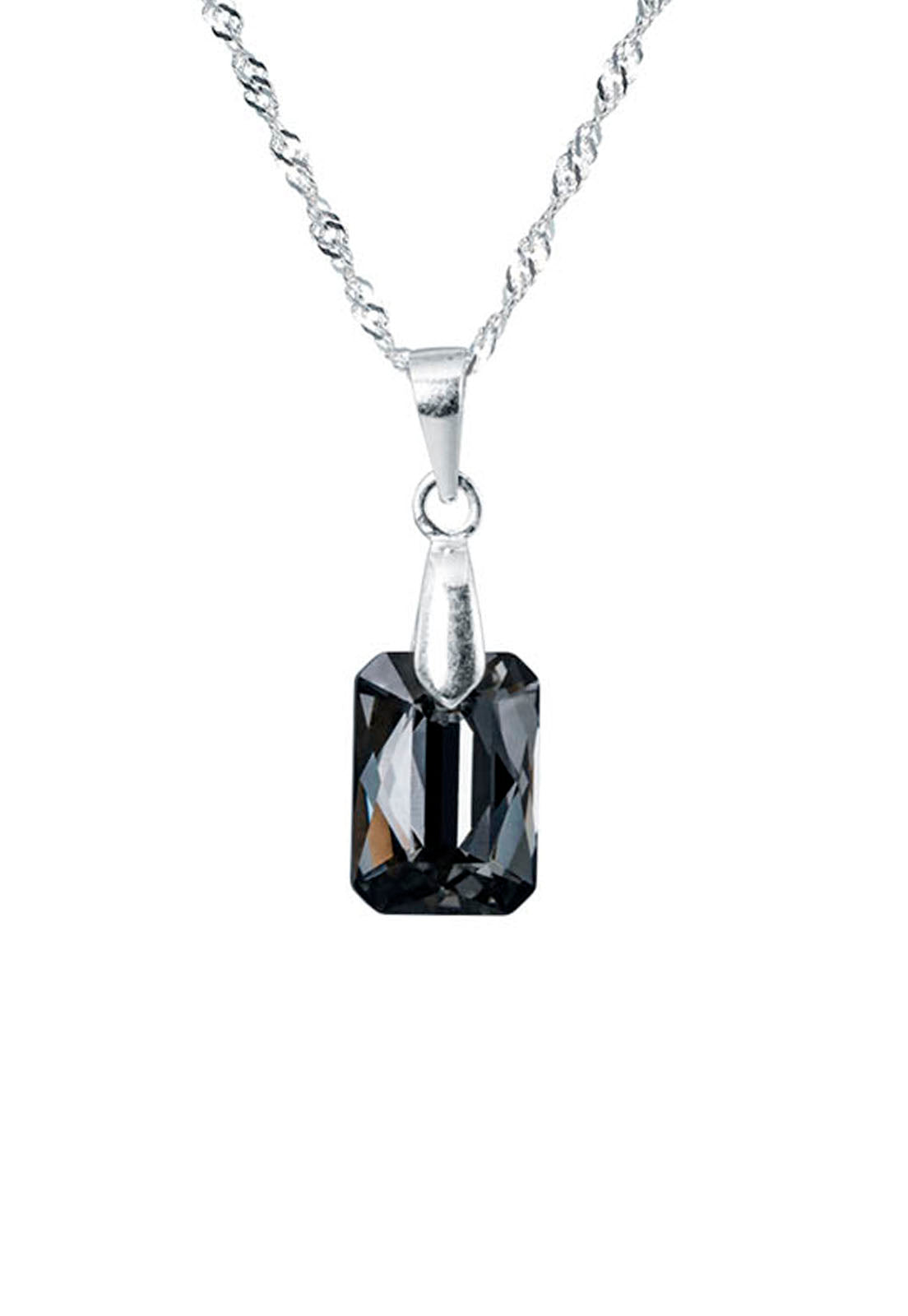 Collar Estefanía Plata 925 Cristal Genuino Silver Night
