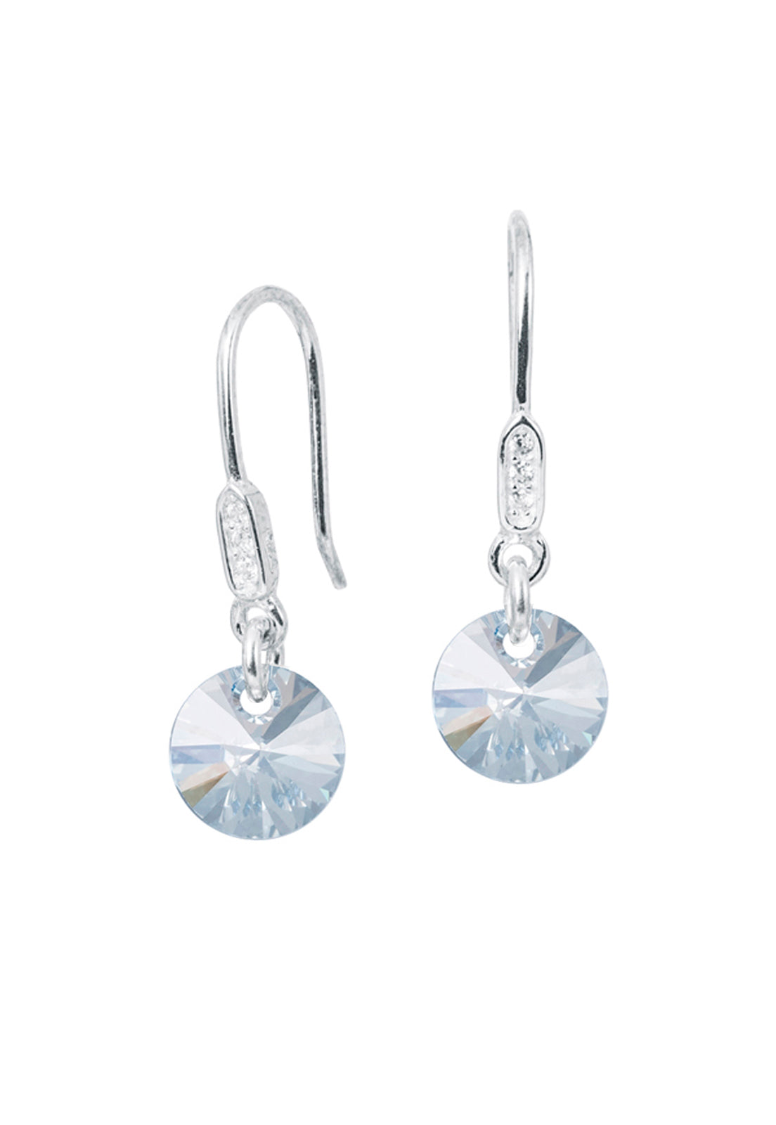 Aros Punto De Luz Circón Plata 925 Cristal Genuino Blue Shade
