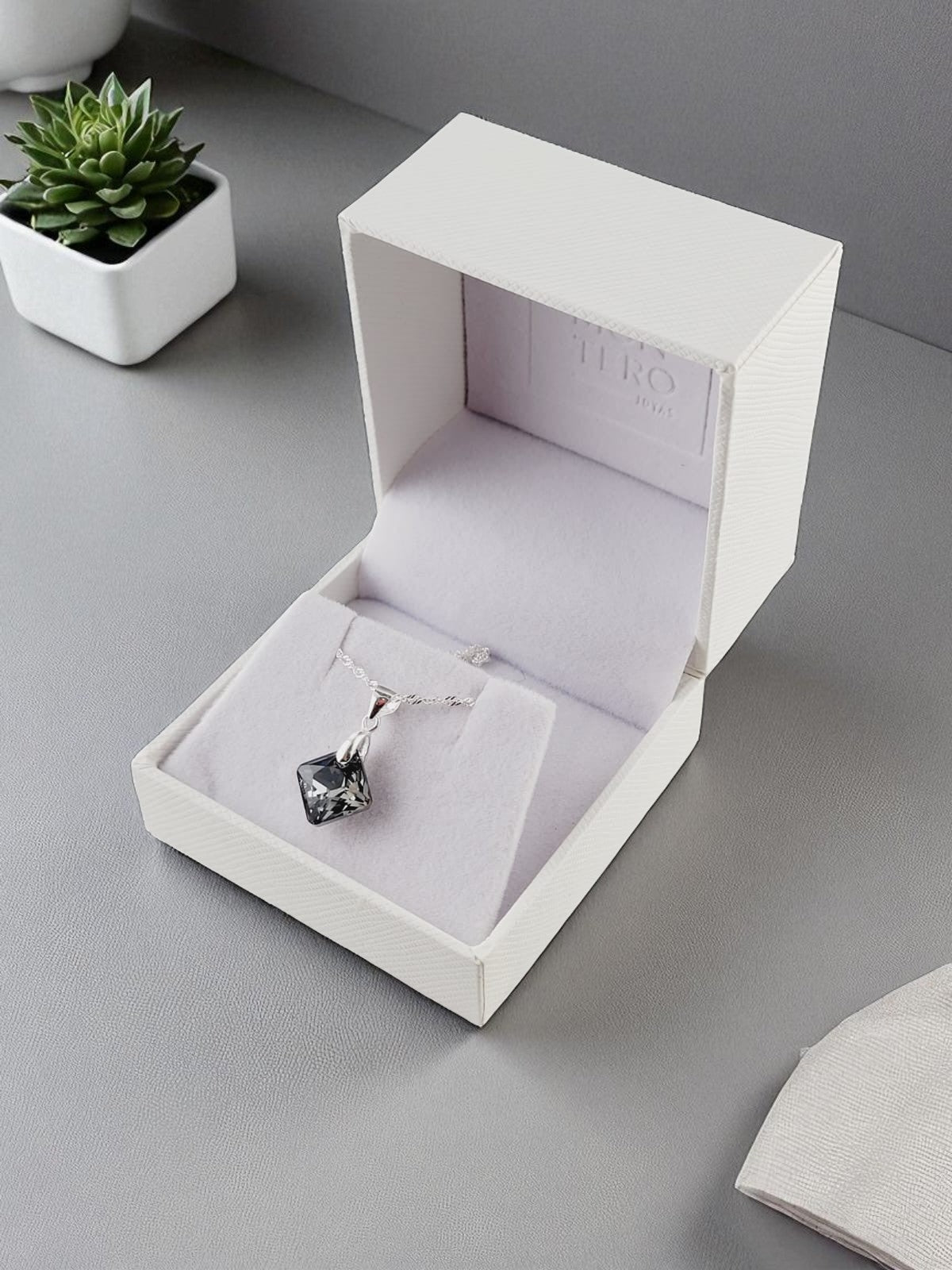 Collar Cristina Plata 925 Cristal Genuino Silver Night