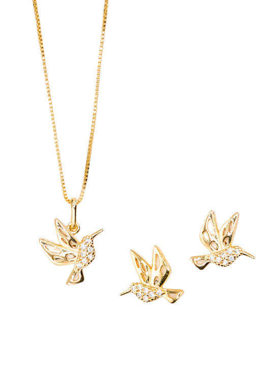 Conjunto Colibri Gold 24K Micro Circones