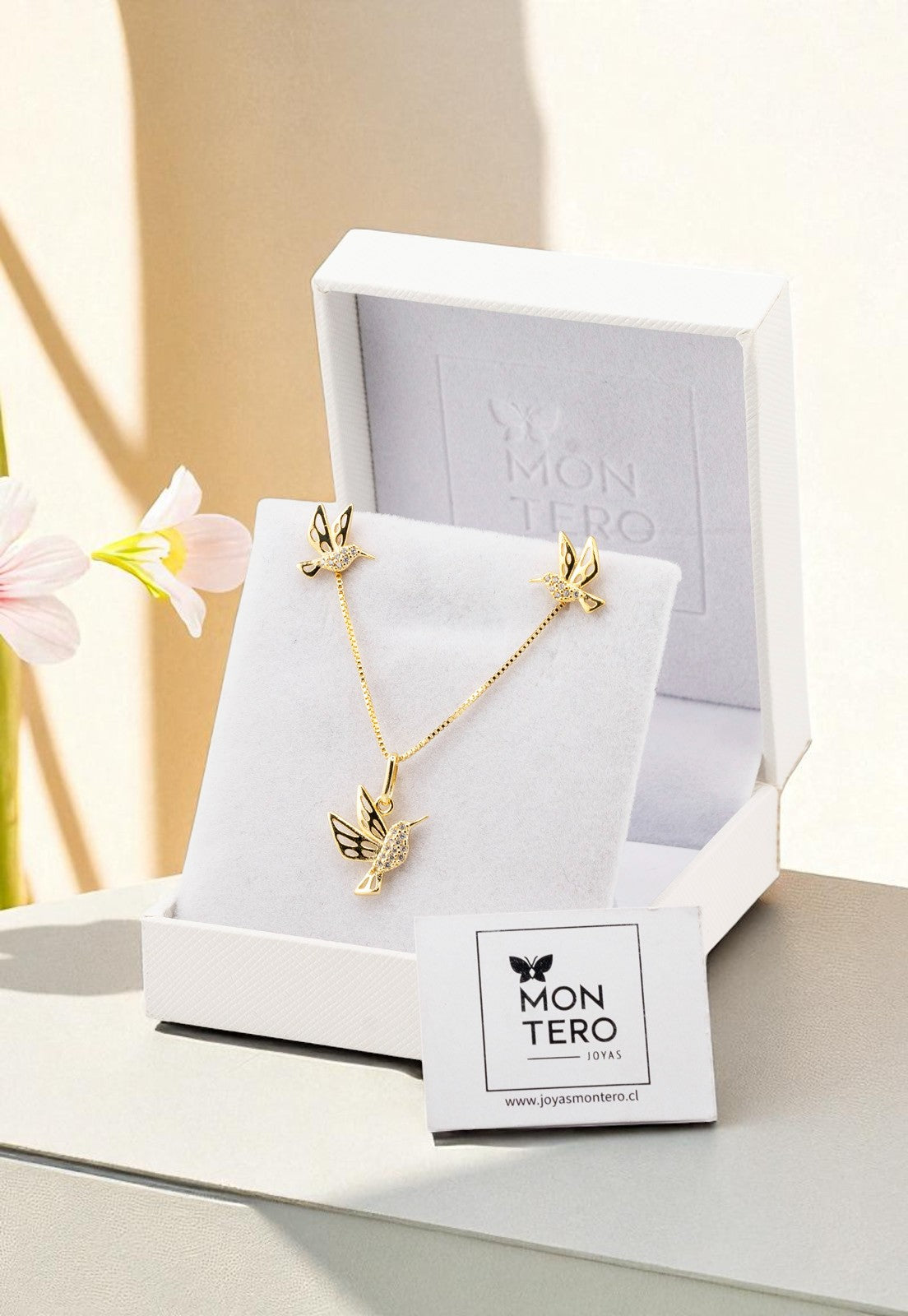 Conjunto Colibri Gold 24K Micro Circones