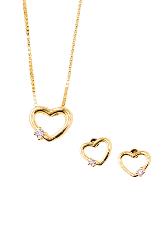 Conjunto Mila Gold Baño de Oro Con Circon Blanco