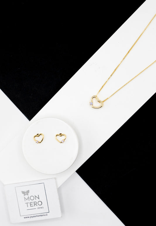 Conjunto Mila Gold Baño de Oro Con Circon Blanco