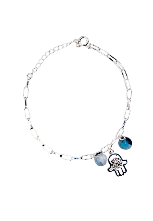 Pulsera Blue Baño de Oro Blanco y Cristales Genuinos Denim Blu