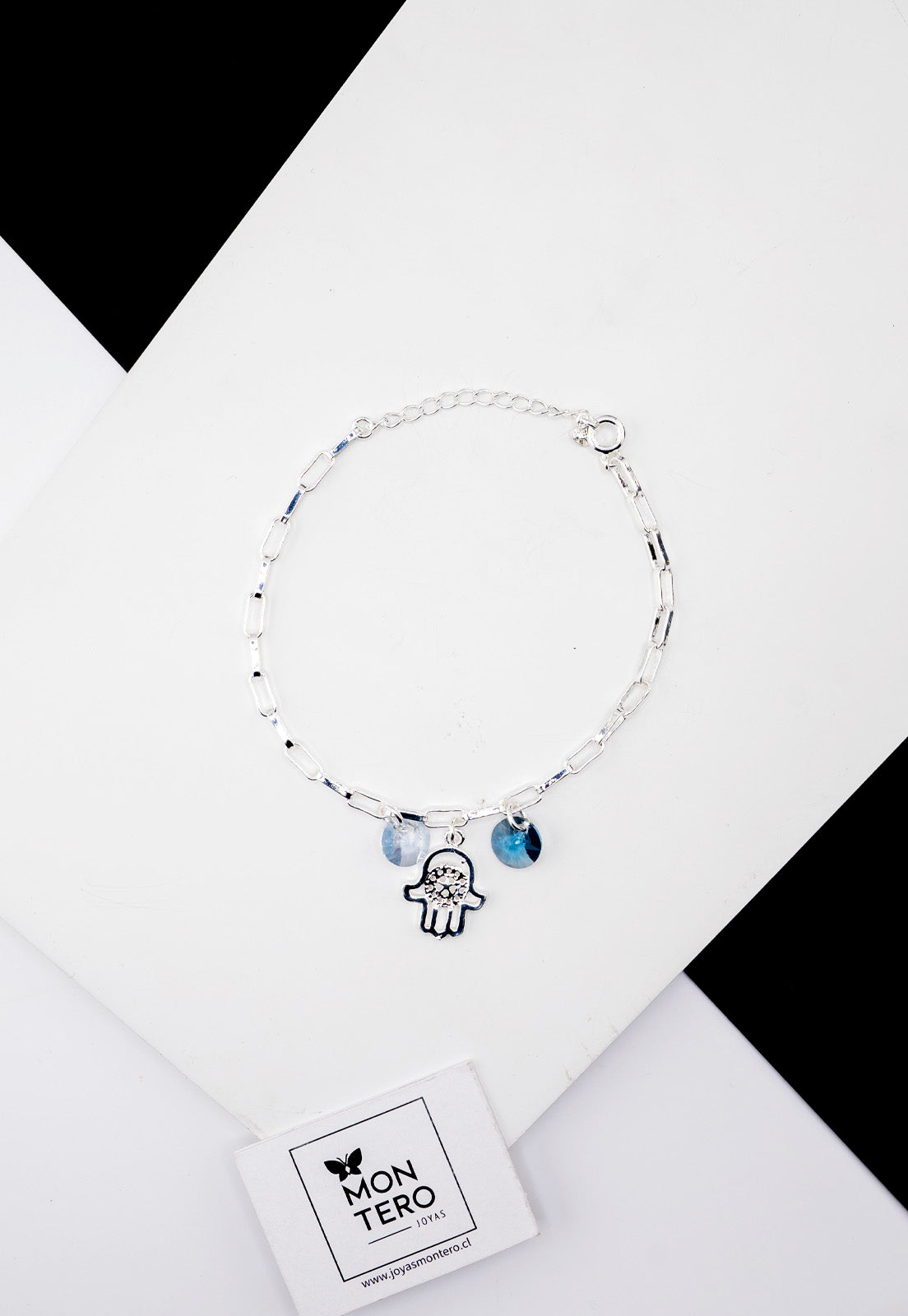Pulsera Blue Baño de Oro Blanco y Cristales Genuinos Denim Blu