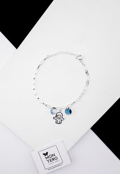 Pulsera Blue Baño de Oro Blanco y Cristales Genuinos Denim Blu