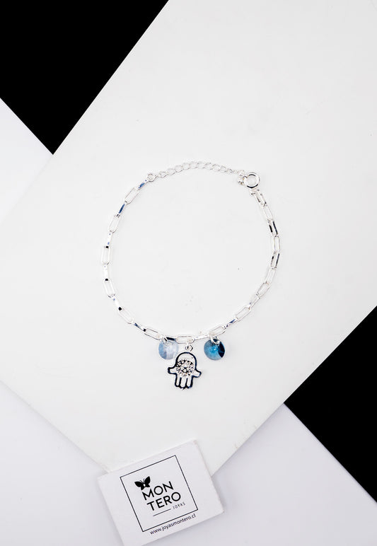 Pulsera Blue Baño de Oro Blanco y Cristales Genuinos Denim Blu