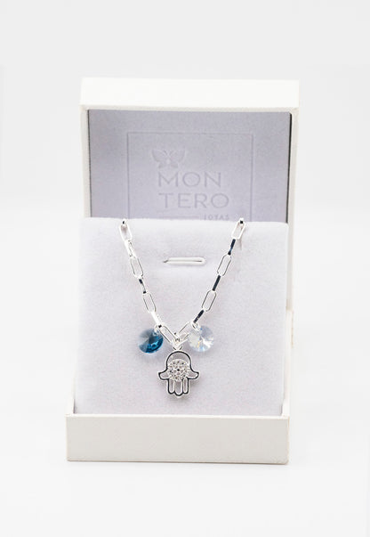 Pulsera Blue Baño de Oro Blanco y Cristales Genuinos Denim Blu