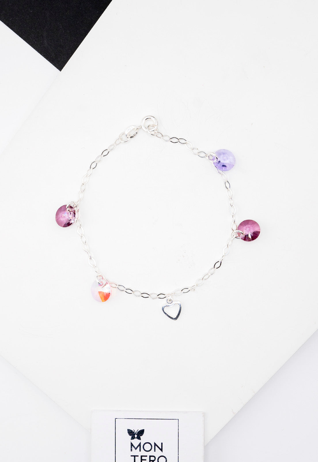 Pulsera Marie Plata Italiana 925 Cristal Genuino Rose