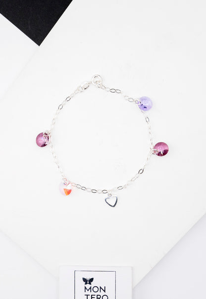 Pulsera Marie Plata Italiana 925 Cristal Genuino Rose