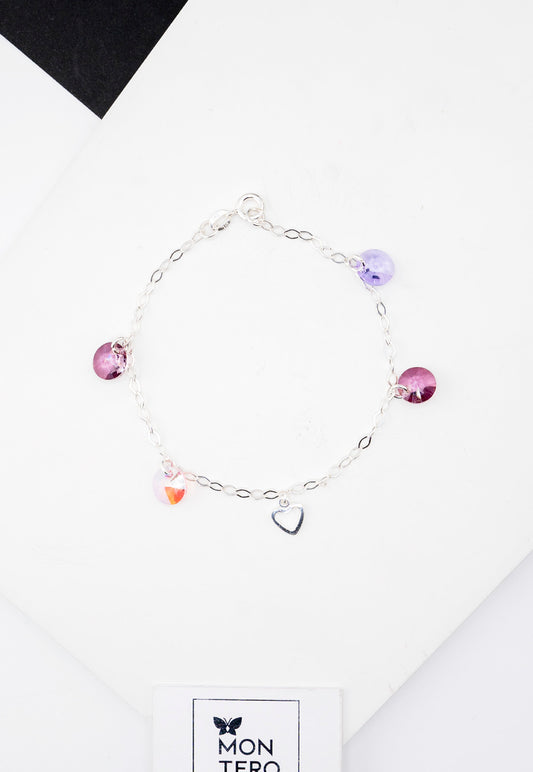 Pulsera Marie Plata Italiana 925 Cristal Genuino Rose