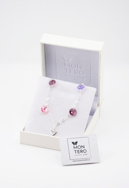 Pulsera Marie Plata Italiana 925 Cristal Genuino Rose