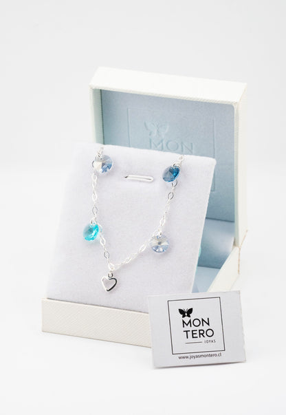 Pulsera Marie Plata Italiana 925 Cristal Blue Shade