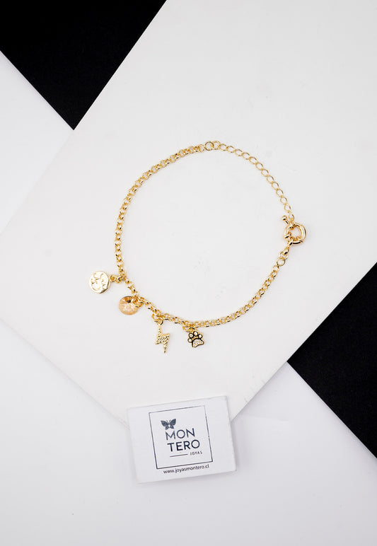 Pulsera Cloe Gold Con Baño de Oro 24k y Cristales Genuinos Golden Shadow
