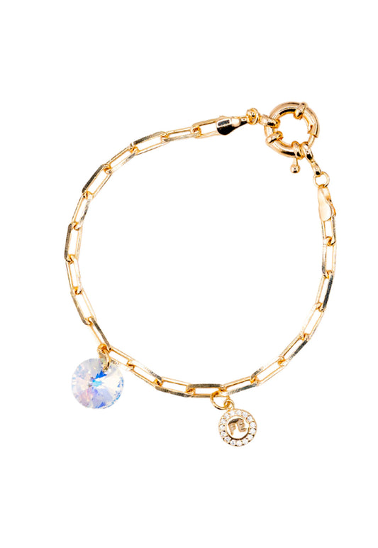 Pulsera Esperanza Gold Con Baño de Oro 24k y Cristale Genuinos Aurora Boreal