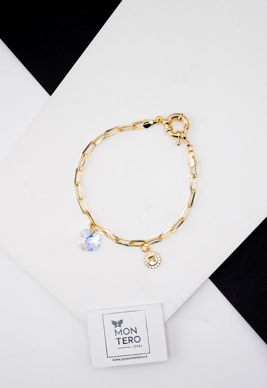 Pulsera Esperanza Gold Con Baño de Oro 24k y Cristale Genuinos Aurora Boreal