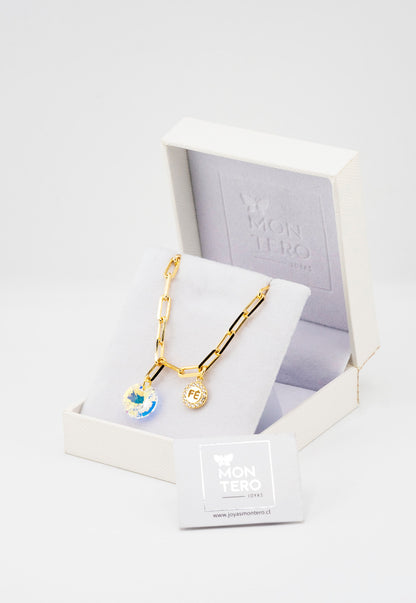 Pulsera Esperanza Gold Con Baño de Oro 24k y Cristale Genuinos Aurora Boreal