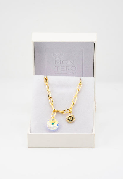 Pulsera Esperanza Gold Con Baño de Oro 24k y Cristale Genuinos Aurora Boreal