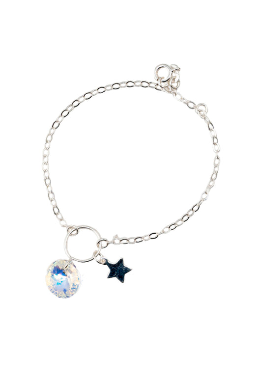 Pulsera Lia Plata Italiana 925 Cristal Genuino Aurora Boreal