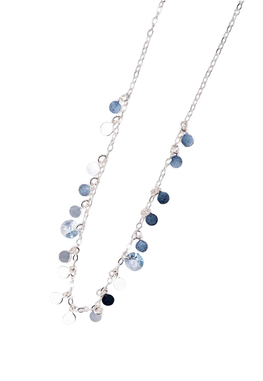 Collar Rumania Plata 925 Cristal Genuino Blue Shade