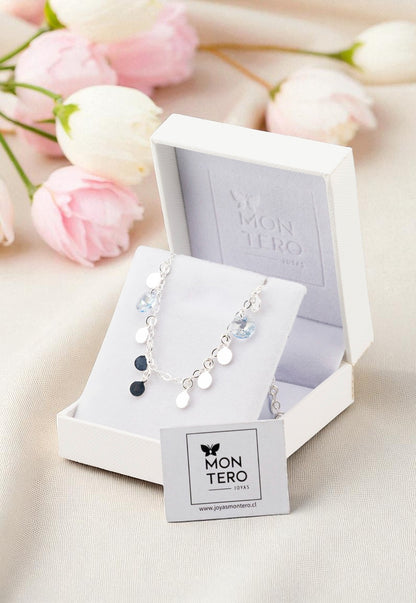 Collar Rumania Plata 925 Cristal Genuino Blue Shade