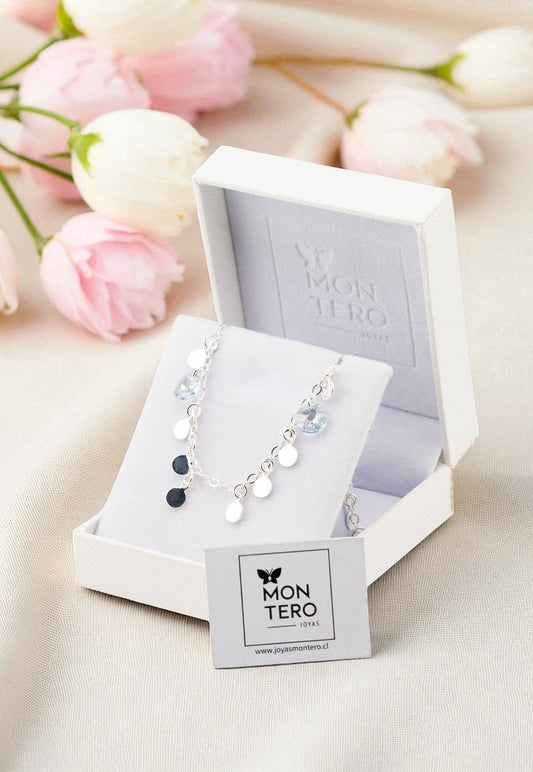 Collar Rumania Plata 925 Cristal Genuino Blue Shade