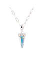 Collar Chiara Roma Baño Oro Blanco Cristal Genuino Aurora Boreal