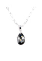 Collar Chiara Palermo Baño Oro Blanco Cristal Genuino Silver Night