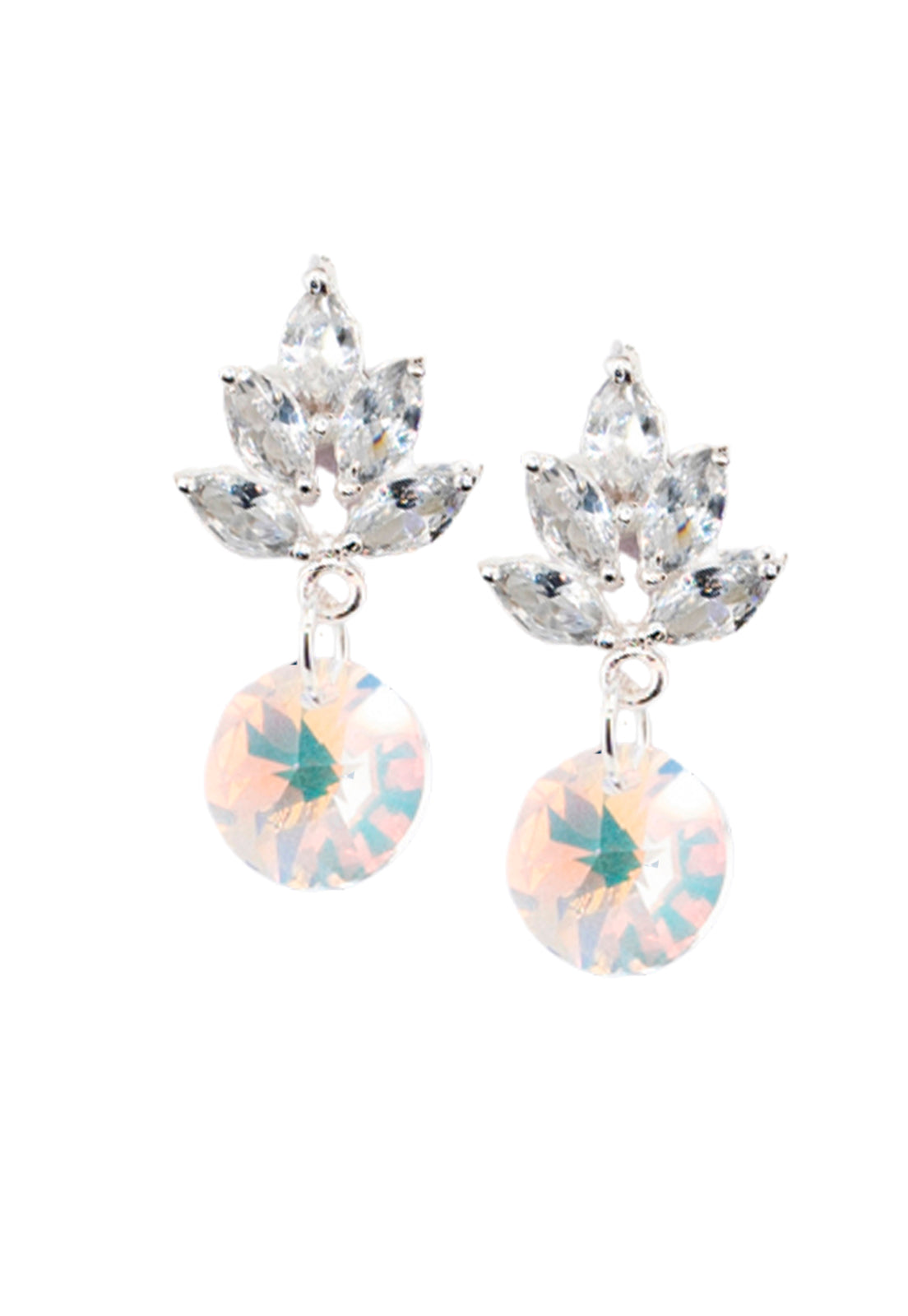 Aros Penelope Baño Oro Blanco Cristal Genuino Aurora Boreal